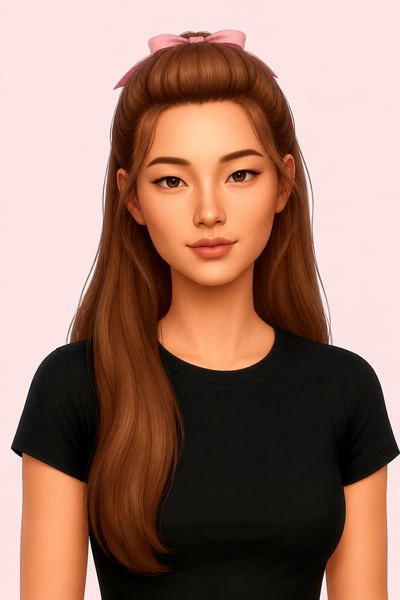 Eleanor hair & bow custom content (CC) for Sims 4 by miikocc