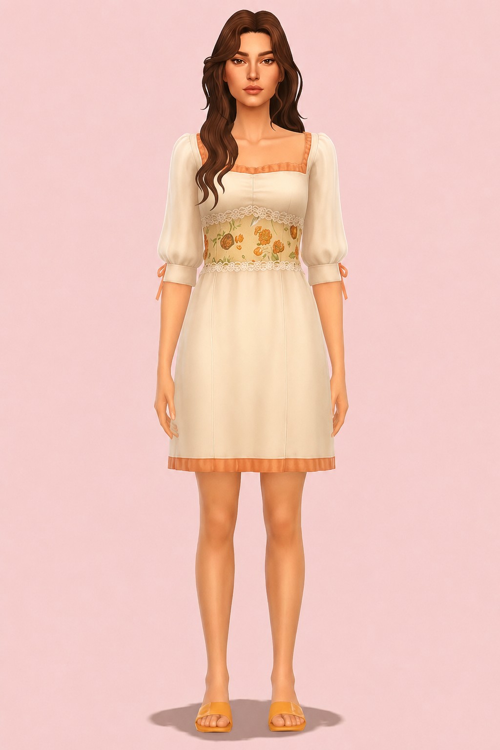 Vintage tapestry dress custom content (CC) for Sims 4 by miikocc