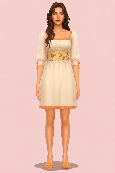 Vintage tapestry dress custom content (CC) for Sims 4 by miikocc