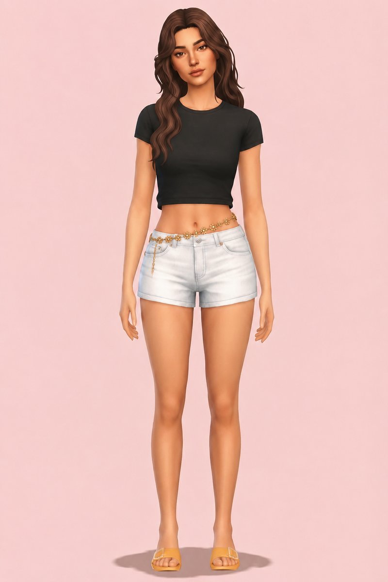 Flower waist-chain custom content (CC) for Sims 4 by miikocc