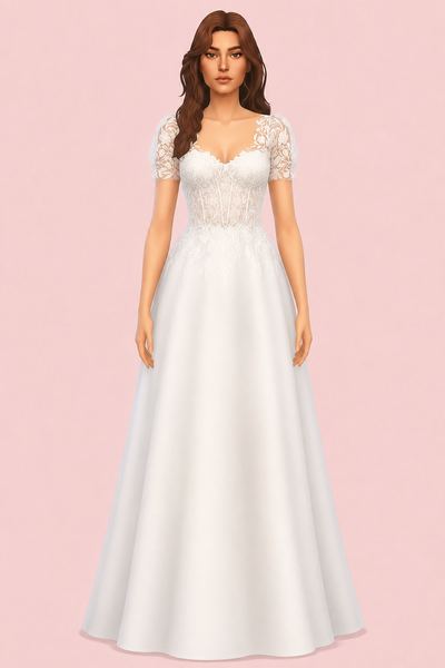 Sweetheart Wedding Dress custom content (CC) for Sims 4 by miikocc