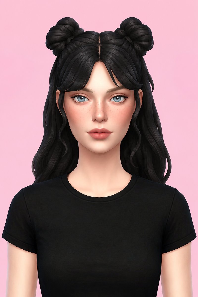 Luna hair custom content (CC) for Sims 4 by miikocc