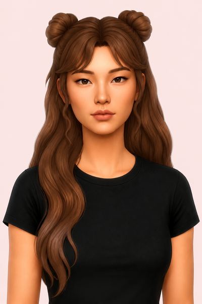 Luna hair (long version) custom content (CC) for Sims 4 by miikocc
