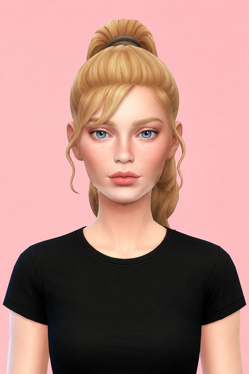 Denise hair (with + without bangs) custom content (CC) for Sims 4 by miikocc
