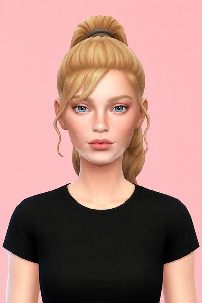 Denise hair (with + without bangs) custom content (CC) for Sims 4 by miikocc