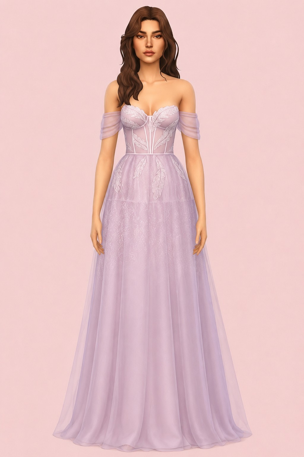 Provence Wedding Dress (Audrey) custom content (CC) for Sims 4 by miikocc