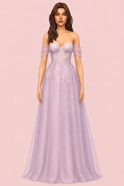 Provence Wedding Dress (Audrey) custom content (CC) for Sims 4 by miikocc