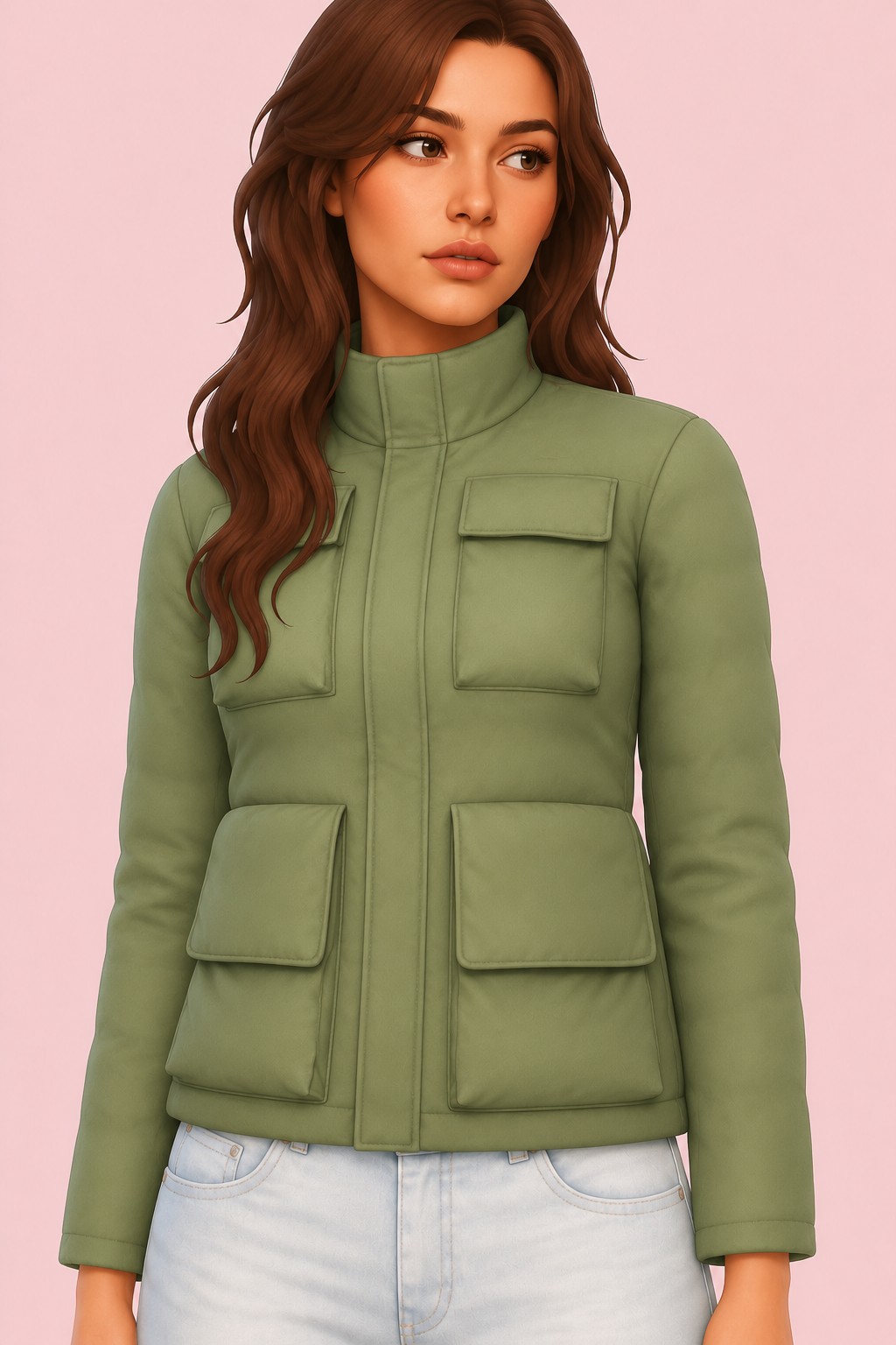 Army jacket custom content (CC) for Sims 4 by miikocc