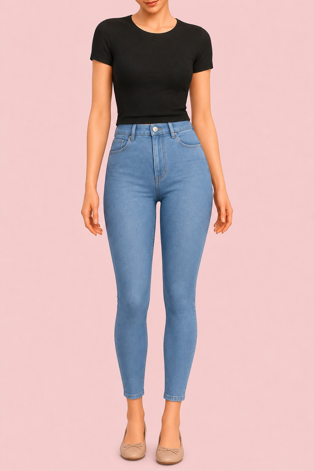 High-waist jeans custom content (CC) for Sims 4 by miikocc