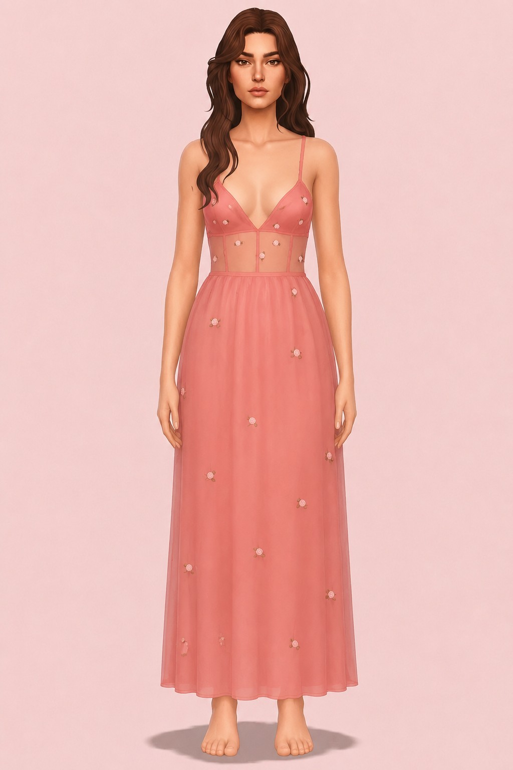 Rose dress custom content (CC) for Sims 4 by miikocc