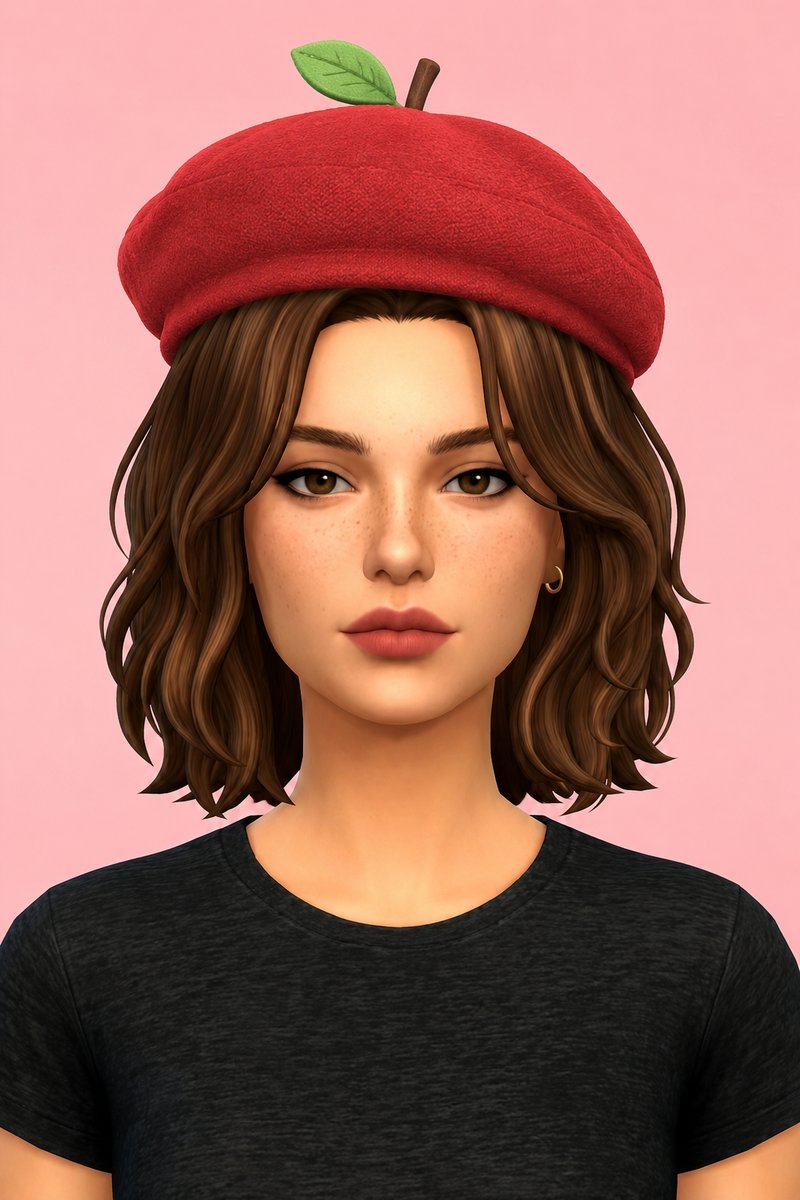 Fruit Beret Hat custom content (CC) for Sims 4 by miikocc