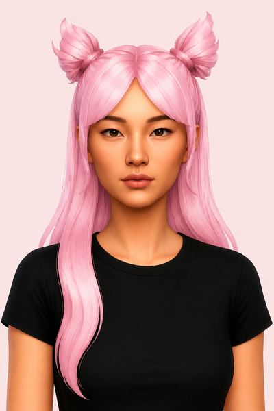 Chibiusa hair🎀 & Fox hair🦊 custom content (CC) for Sims 4 by miikocc