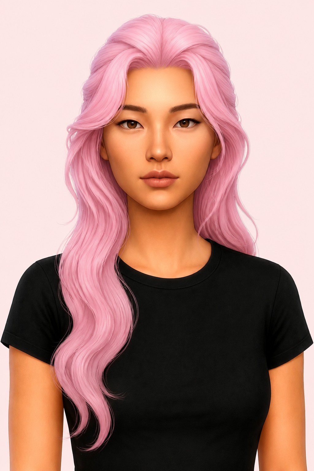 Selene hair custom content (CC) for Sims 4 by miikocc