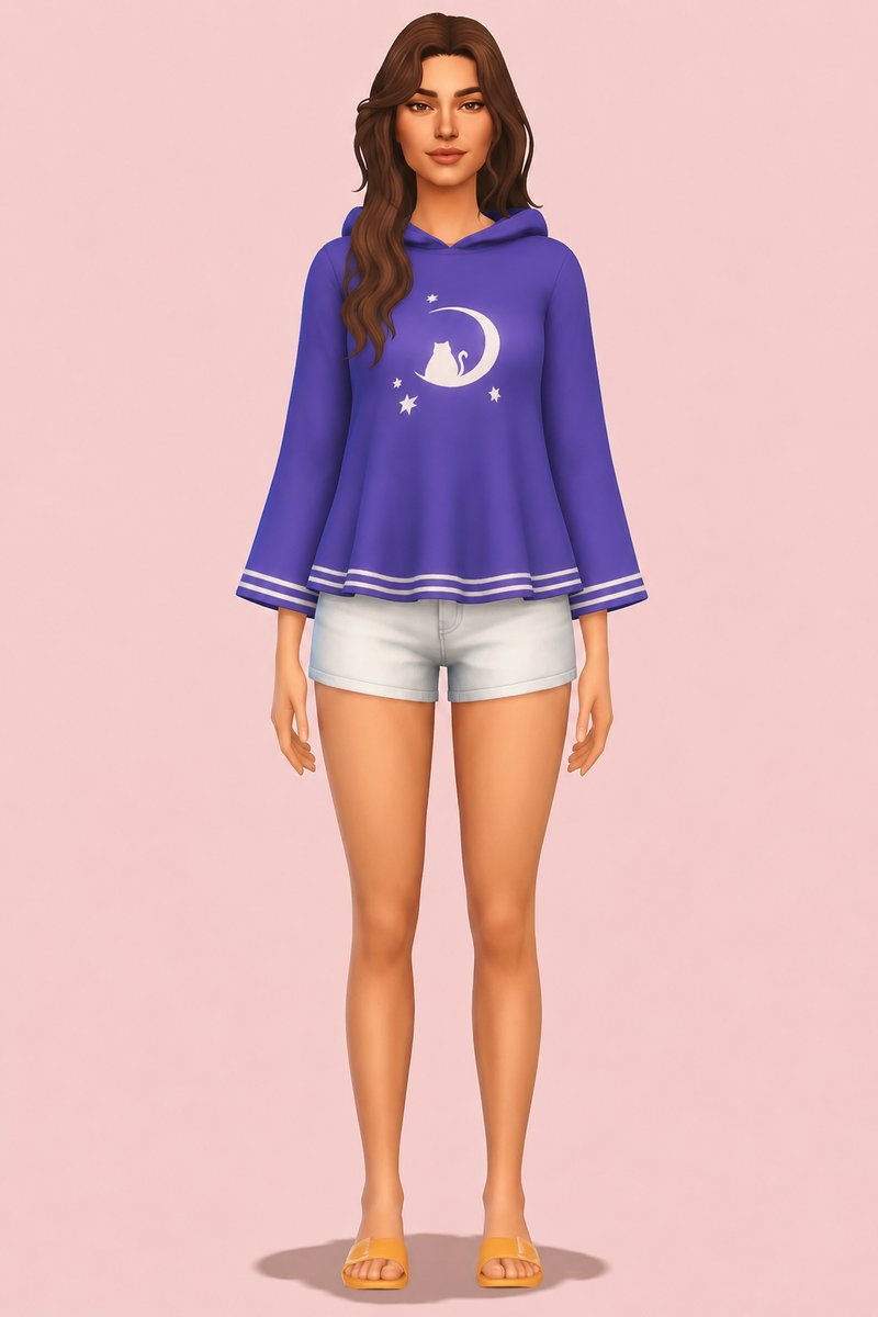 Goodnight Moon Hoodie custom content (CC) for Sims 4 by miikocc