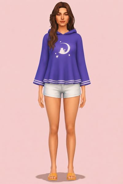 Goodnight Moon Hoodie custom content (CC) for Sims 4 by miikocc