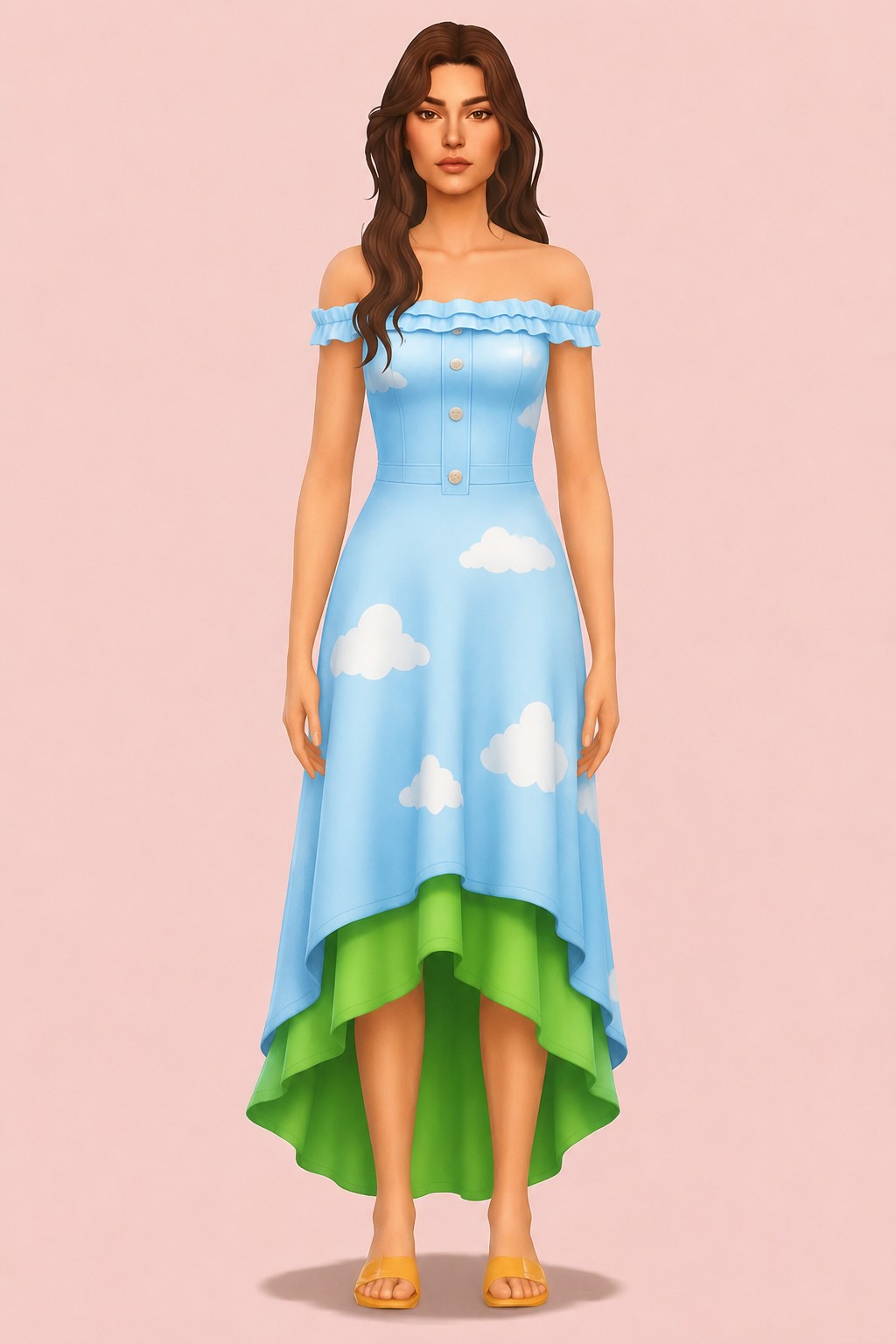 Bianca Dress custom content (CC) for Sims 4 by miikocc