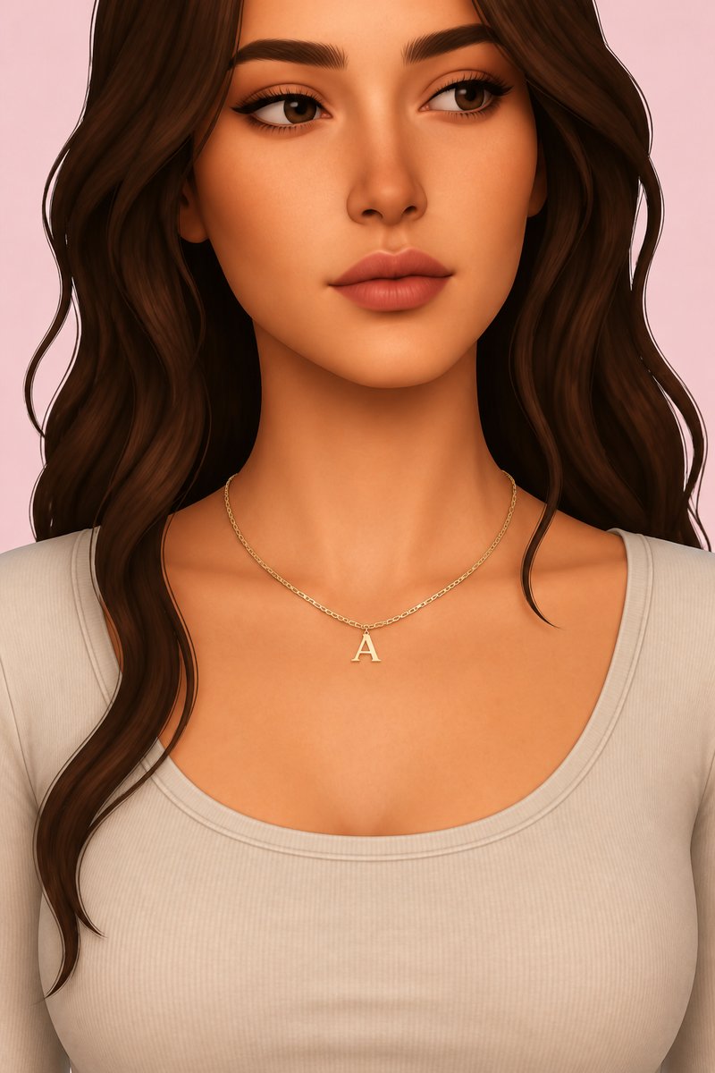 Alphabet Necklace custom content (CC) for Sims 4 by simpliciaty