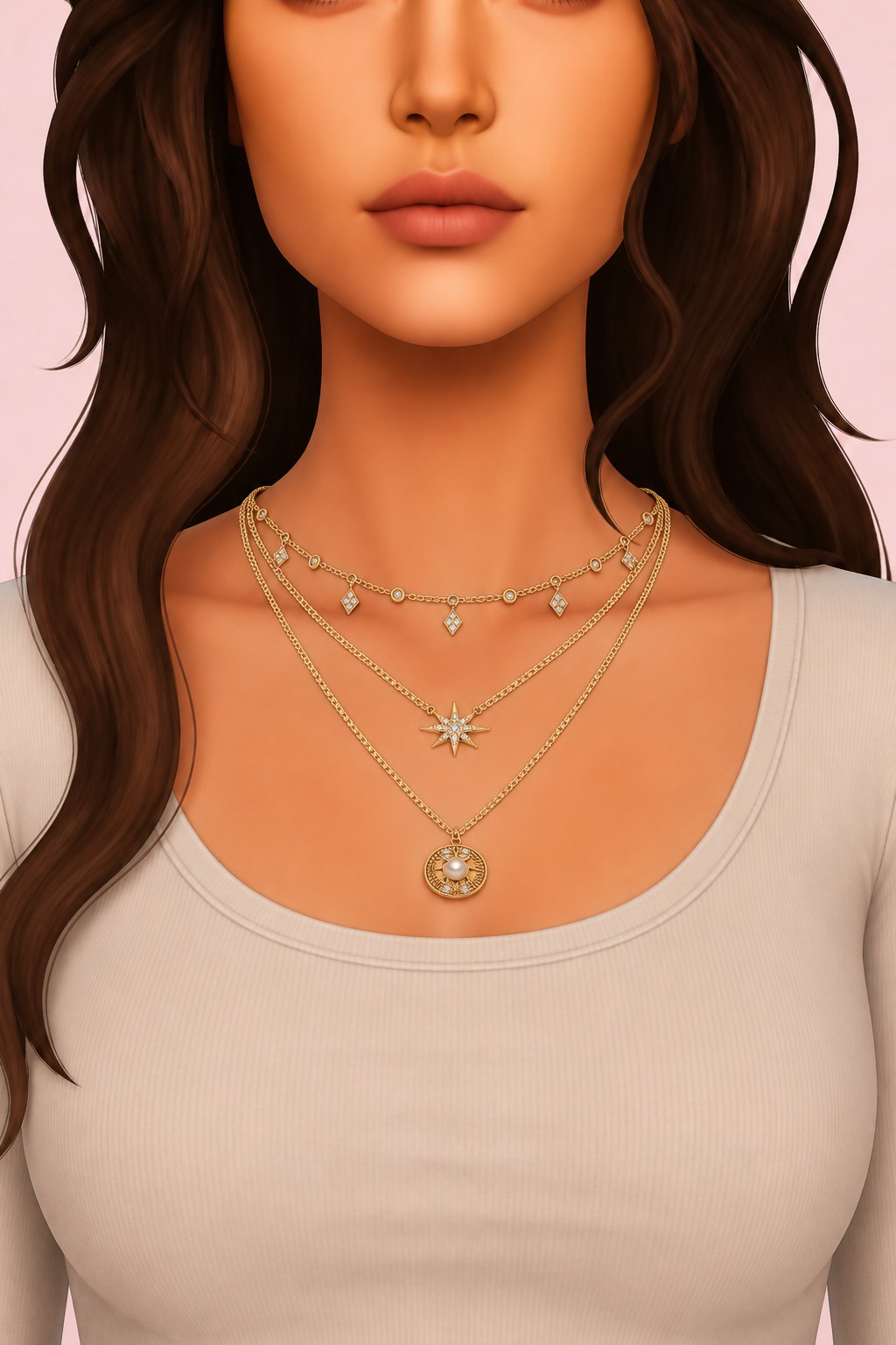 DIANA NECKLACE custom content (CC) for Sims 4 by simpliciaty