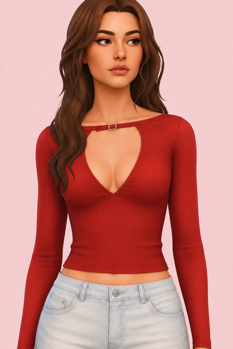 bella long sleeve top custom content (CC) for Sims 4 by arethabee