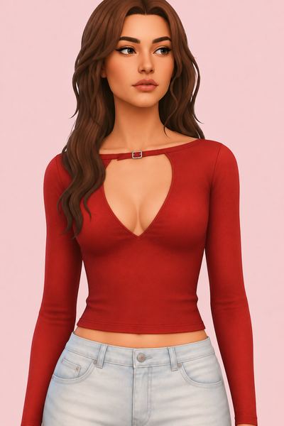 bella long sleeve top custom content (CC) for Sims 4 by arethabee