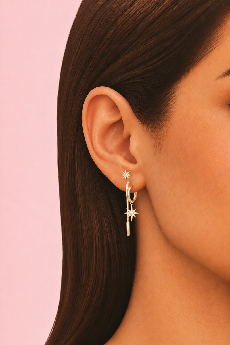 North Star Earrings custom content (CC) for Sims 4 by arethabee