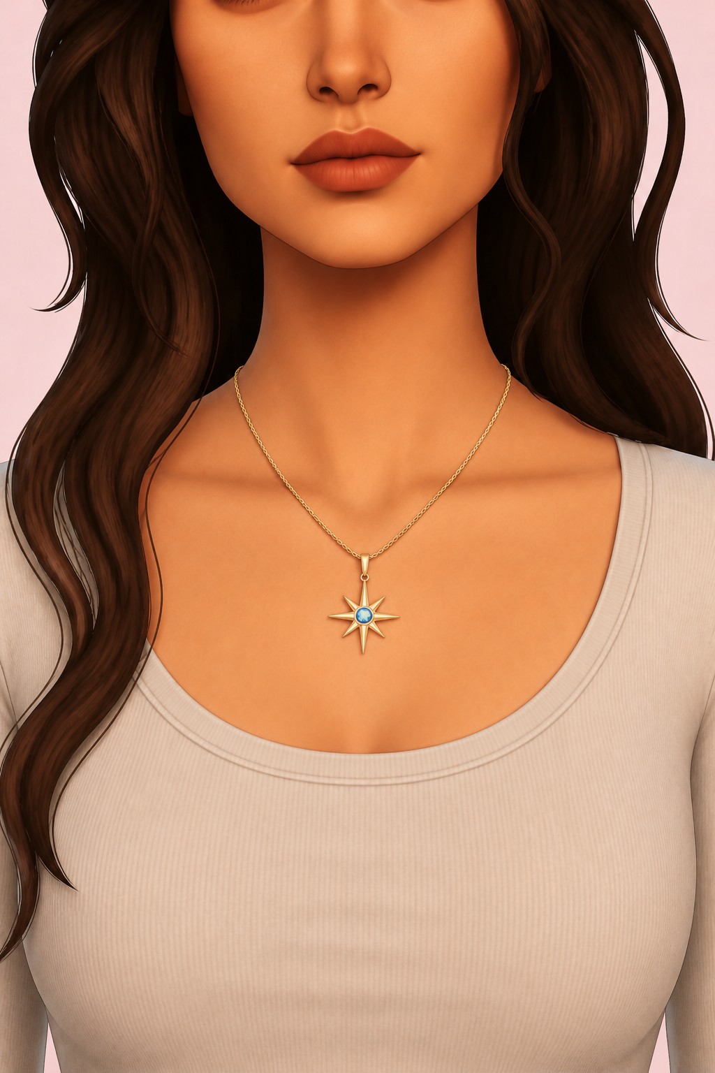 North Star Necklace custom content (CC) for Sims 4 by arethabee