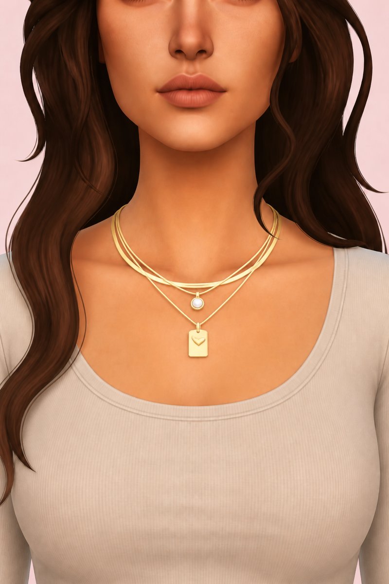 bling necklace custom content (CC) for Sims 4 by arethabee