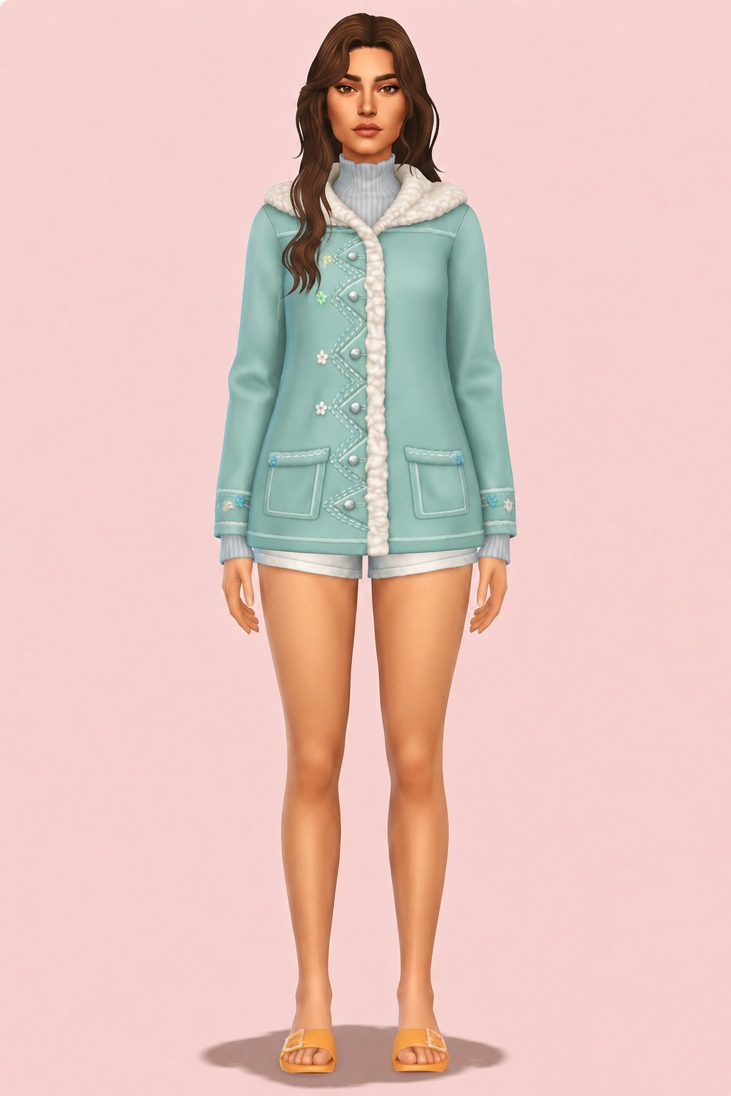 Clover's Cozy Coat custom content (CC) for Sims 4 by nolansims