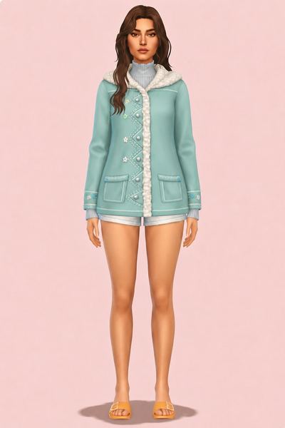Clover's Cozy Coat custom content (CC) for Sims 4 by nolansims