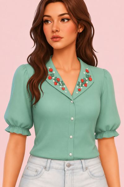 Retro Blouse custom content (CC) for Sims 4 by nolansims