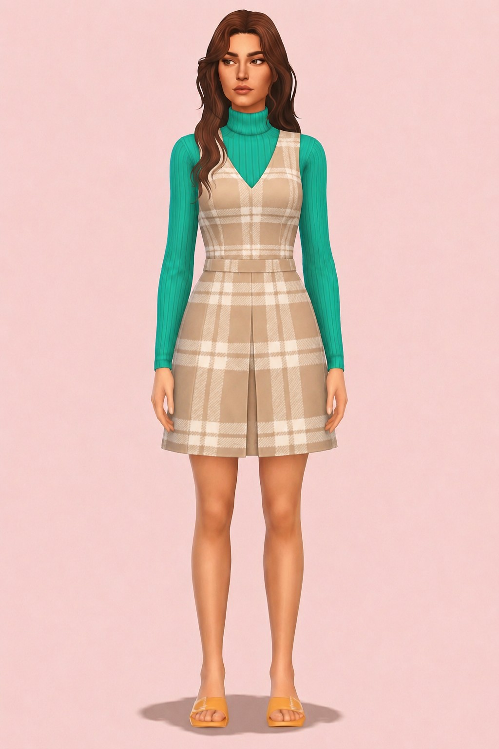 Checkered Sweater Dress custom content (CC) for Sims 4 by nolansims