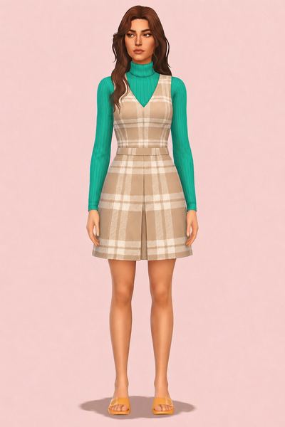 Checkered Sweater Dress custom content (CC) for Sims 4 by nolansims