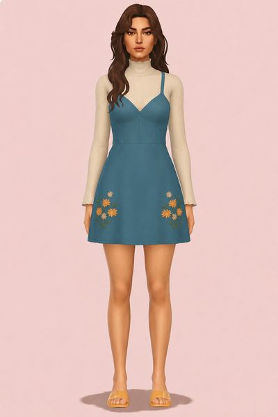 Pinafore Your Thoughts Dress custom content (CC) for Sims 4 by nolansims