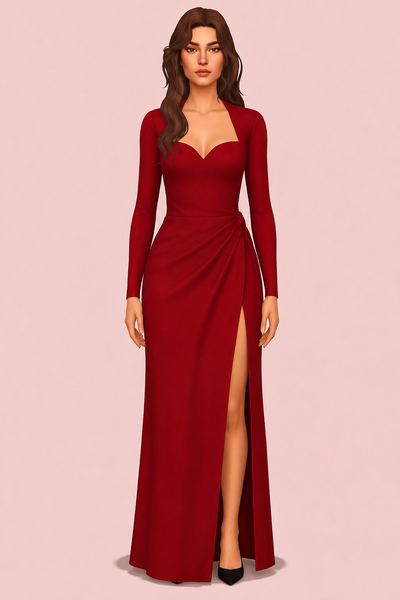 Crimson Affair Dress - Gift custom content (CC) for Sims 4 by LiyahSim
