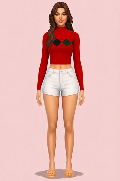 Fran Turtleneck Cropped custom content (CC) for Sims 4 by icecreamforbreakfast