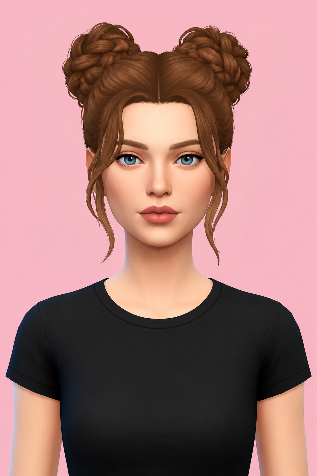 Braided Space Bun Hair custom content (CC) for Sims 4 by melunn
