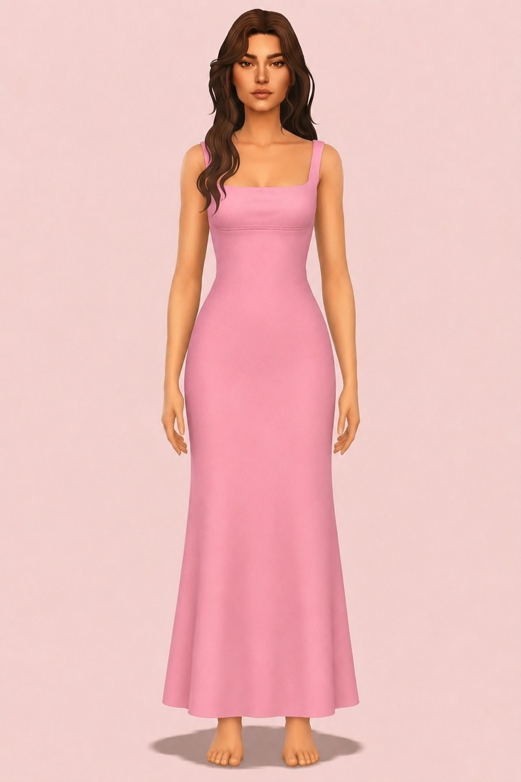 Backless Long Dress custom content (CC) for Sims 4 by luxysims