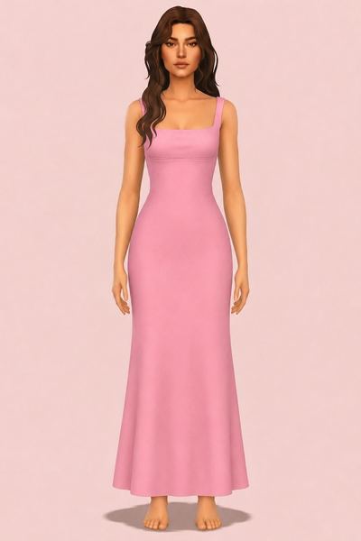 Backless Long Dress custom content (CC) for Sims 4 by luxysims