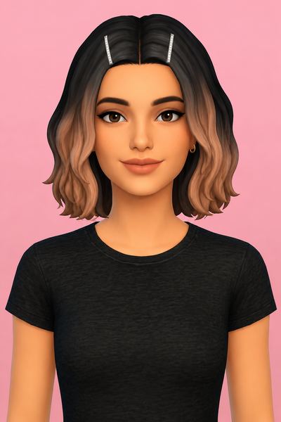 janine hair; custom content (CC) for Sims 4 by marso