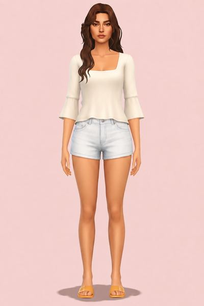 bisperas blouse; custom content (CC) for Sims 4 by marso