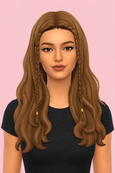 Hava Hairstyle by simstrouble (w/ and w/o Braids) custom content (CC) for Sims 4 by simstrouble