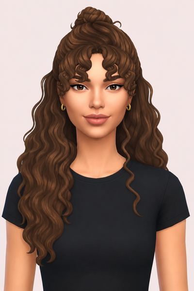 Elaine Hairstyle (2 Versions) by simstrouble custom content (CC) for Sims 4 by simstrouble