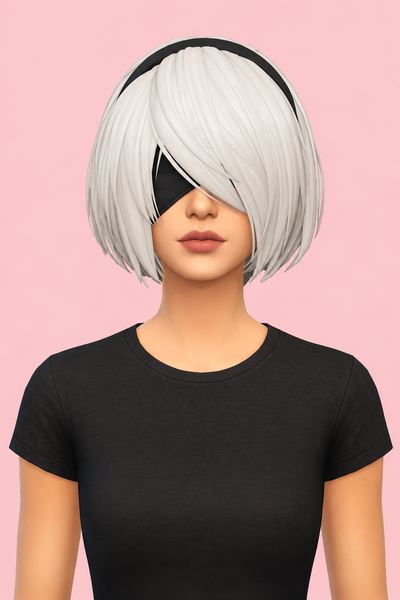 2B Hair & Headband (Hair Commissions) custom content (CC) for Sims 4 by jo_se_oh
