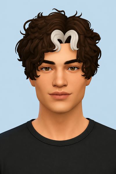 Jason Todd Hair (Curly Version) & Overlay - Hair Commissions custom content (CC) for Sims 4 by jo_se_oh