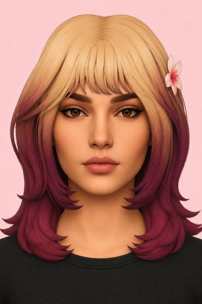 Sophia Hair, Accessory, and Ombre/Calico Overlay (Hair Commissions) custom content (CC) for Sims 4 by jo_se_oh