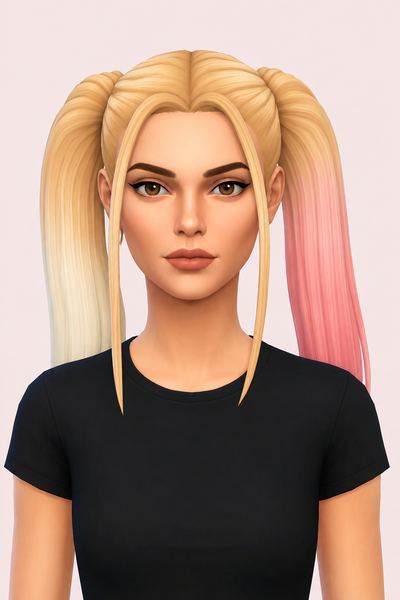 Harley Quinn Hair (Hair Commissions) custom content (CC) for Sims 4 by jo_se_oh