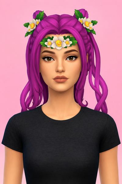 Iluka Hair & Flower Acc custom content (CC) for Sims 4 by jo_se_oh