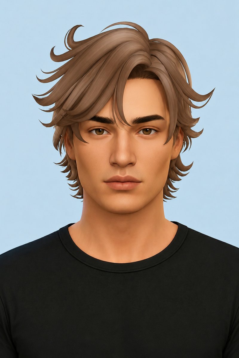 Leander Hair custom content (CC) for Sims 4 by johnnysims
