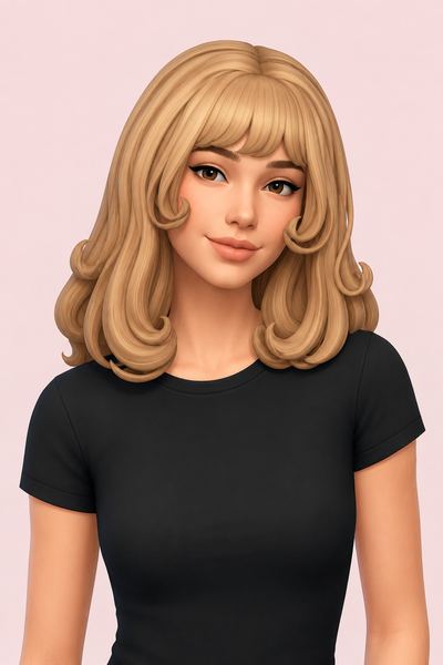Hair Monica custom content (CC) for Sims 4 by LamaLamaLove