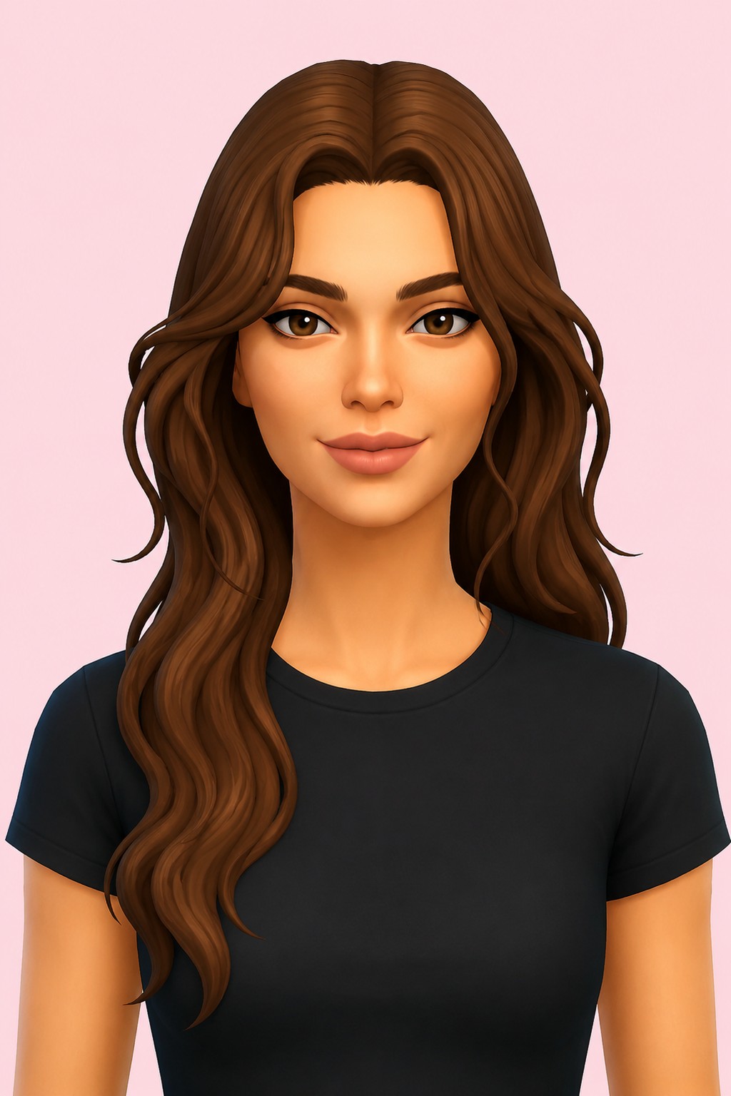 Voluminous Wavy Hair custom content (CC) for Sims 4 by LamaLamaLove